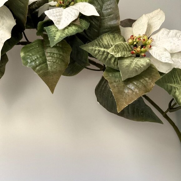 POINSETTIA HOLIDAY SWAG WALL DÉCOR ARTIFICAL CHRISTMAS - Picture 6 of 13